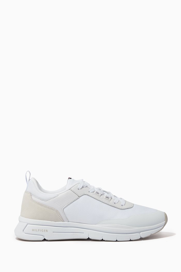 

Modern Comfort Runner Sneakers in Leather & Textile, White