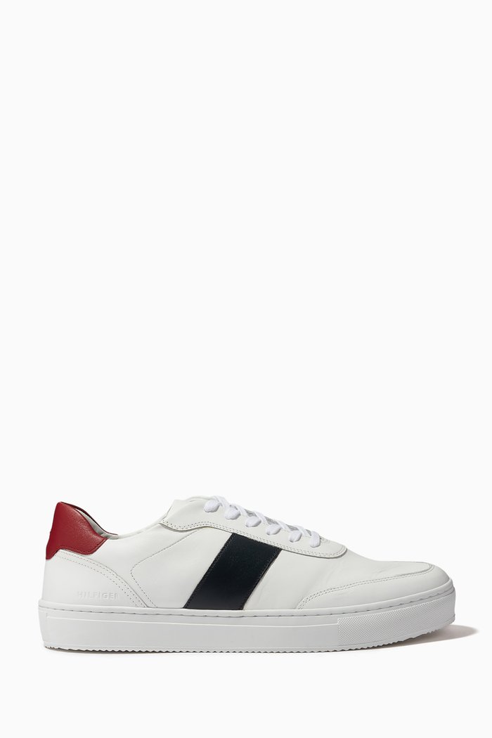 

Premium Colour-block Low-top Sneakers in Leather, White
