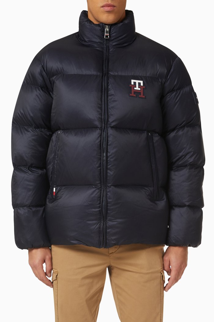 Logo Badge Jacket in Nylon, Blue