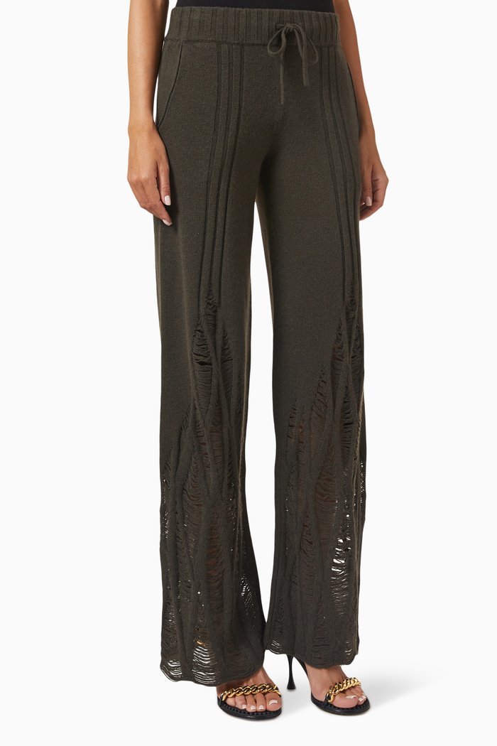 

Distressed Pants in Wool & Cashmere, Green