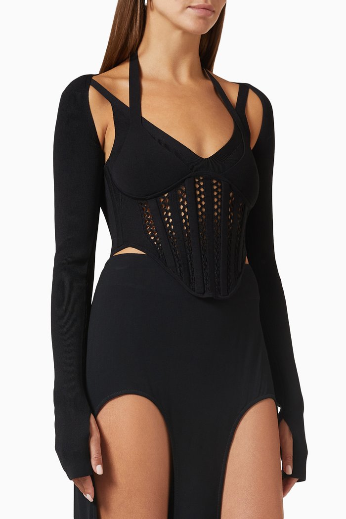 

Column Corset Top in Viscose Jersey, Black