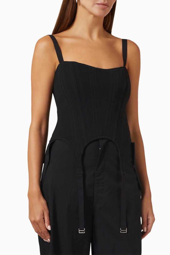 

Arch Longline Corset Top in Viscose, Black