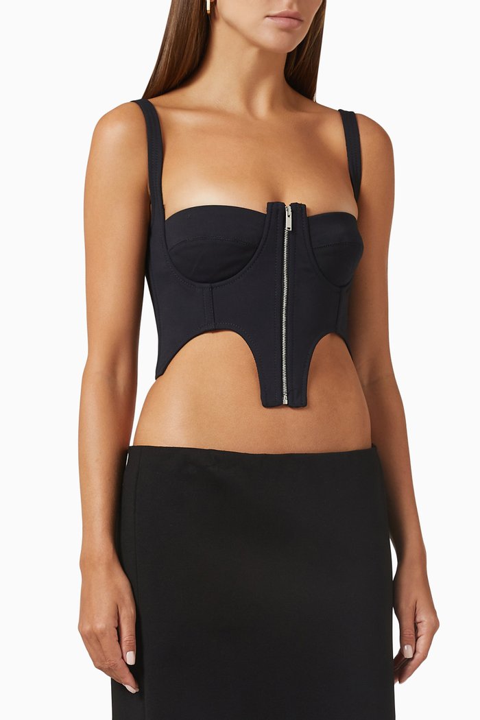 

Double Arch Bustier Top in Technical Cotton Blend, Black