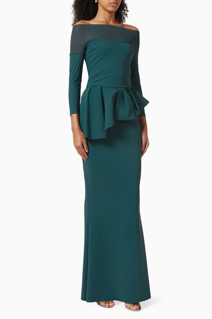 

Nabelle Illusion Maxi Dress in Stretch-jersey, Green