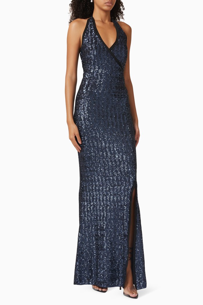 

Lisi Embellished Maxi Dress in Jersey, Blue