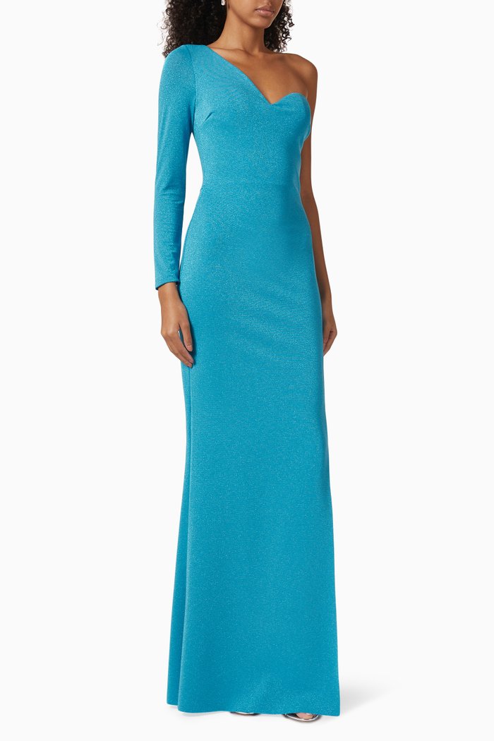 

Lucelia Sugar One-shoulder Gown in Stretch-jersey, Blue