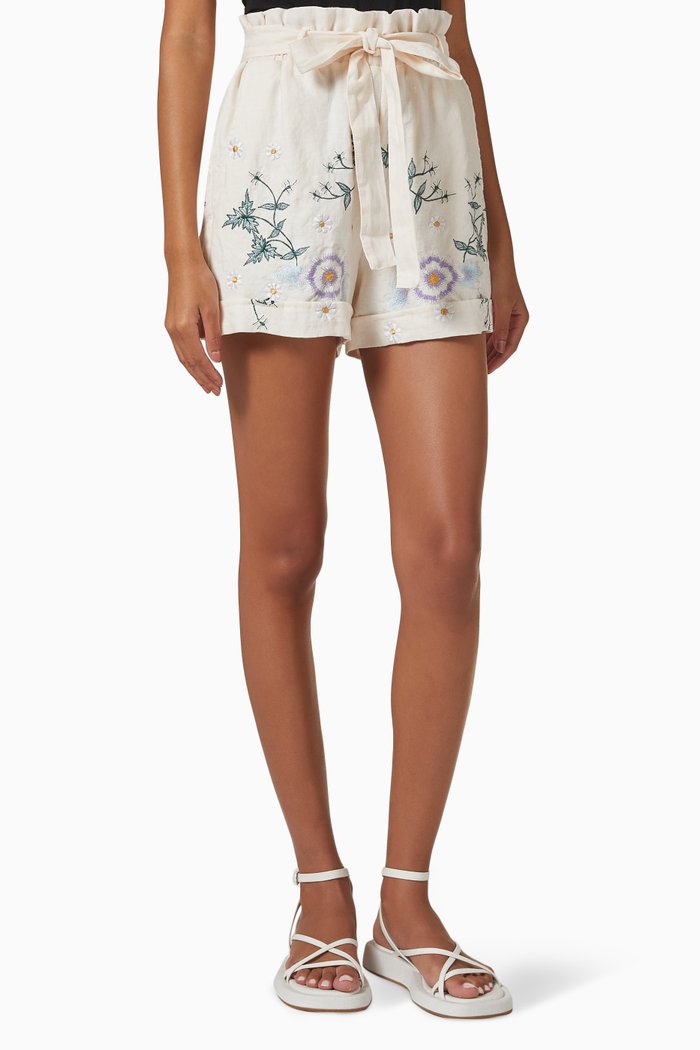 

I Am Lola Paperbag Shorts in Linen, Pink