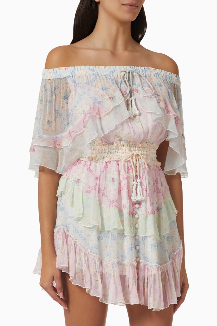 

Tea Cup Tambourine Mini Dress in Viscose-chiffon, Multicolour