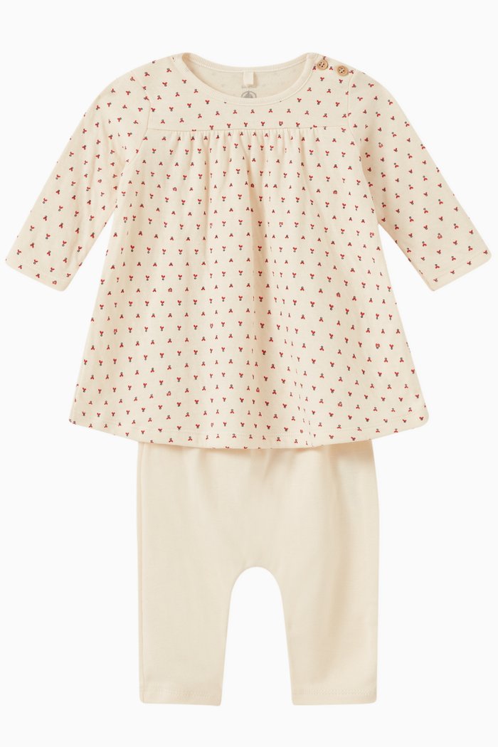 

Heart Print Top & Leggings Set in Organic Cotton, Pink