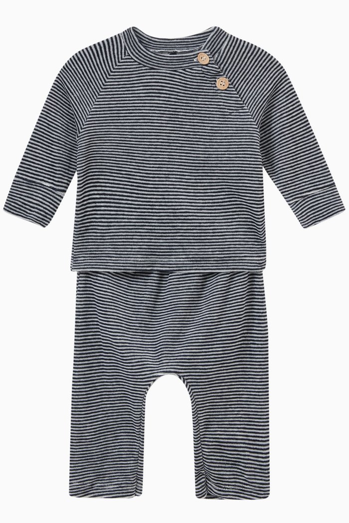 

Striped Pyjama Set in Organic Cotton, Blue