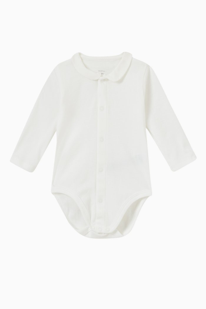 

Collar Bodysuit in Organic Cotton, White