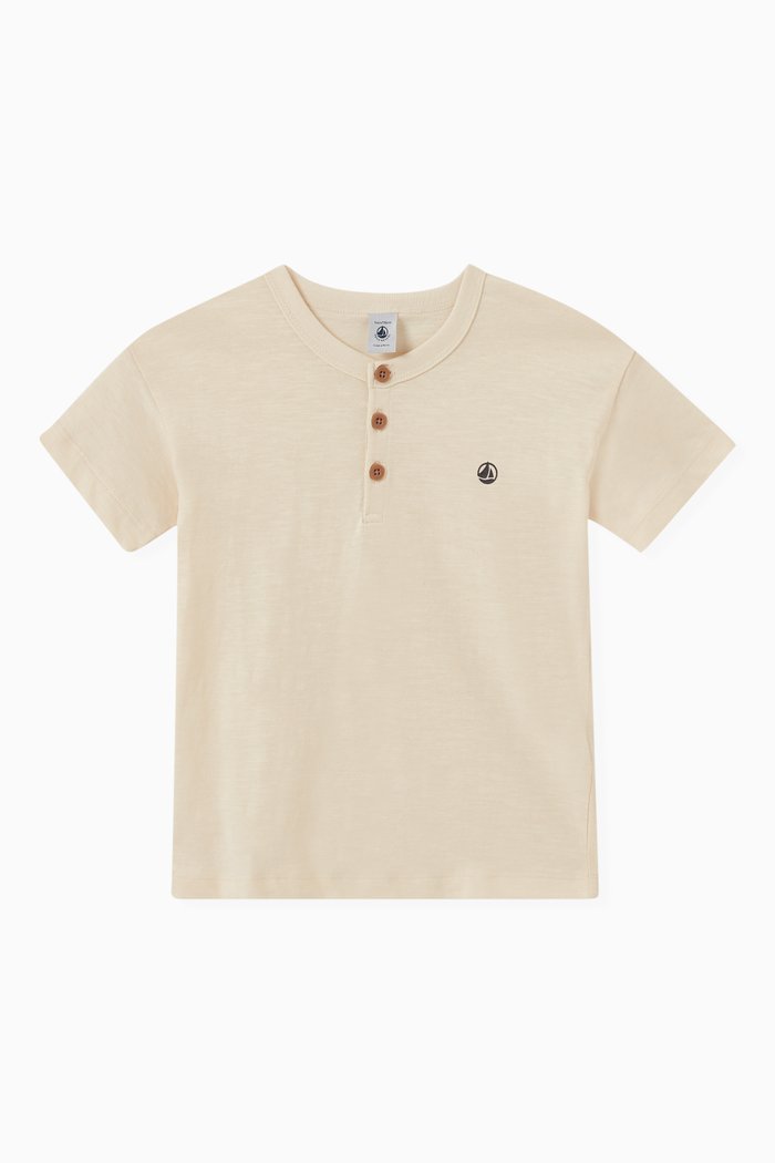 Logo Detail T-shirt in Cotton, Neutral