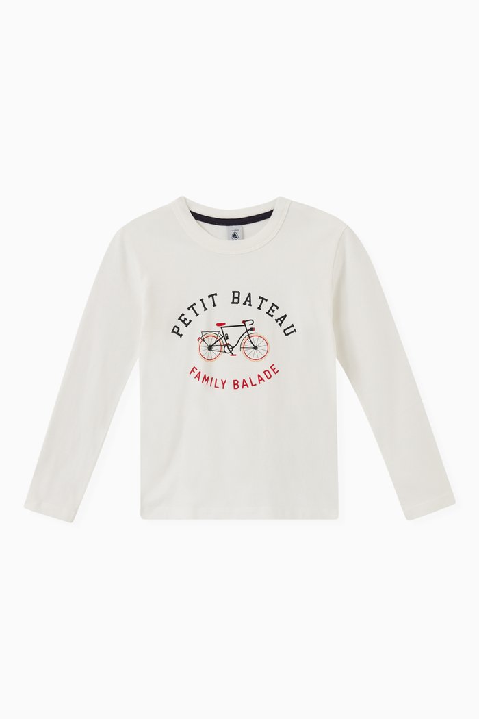 

Logo Long-sleeved T-shirt in Organic Cotton, White