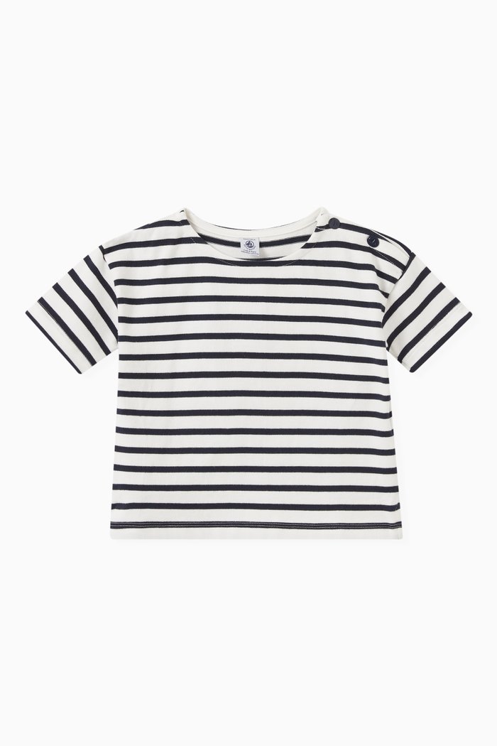 

Striped T-shirt in Organic Cotton, Blue