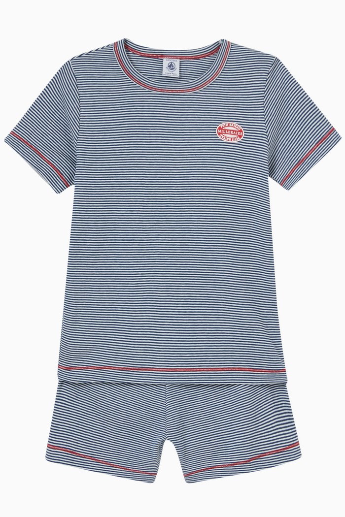 

Striped Pyjama Set in Cotton, Blue