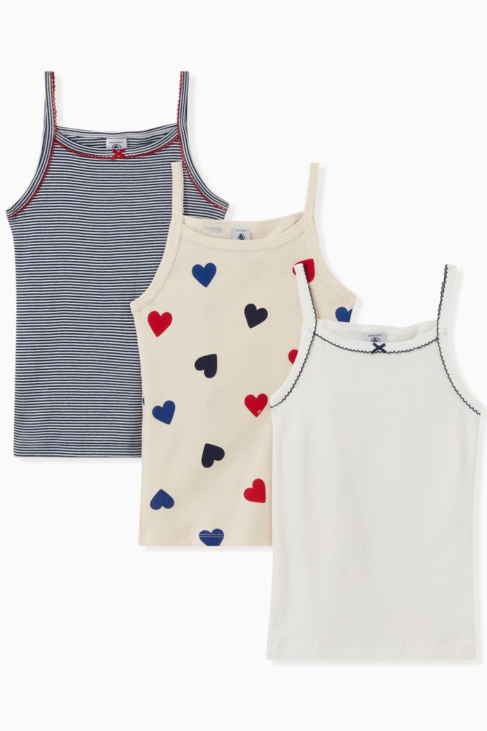 

Vests in Cotton, Set of 3, Multicolour