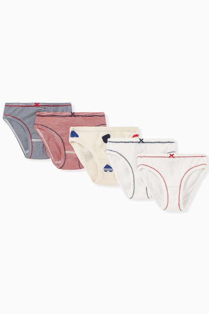 

Patterned Briefs in Cotton, Set of 5, Multicolour