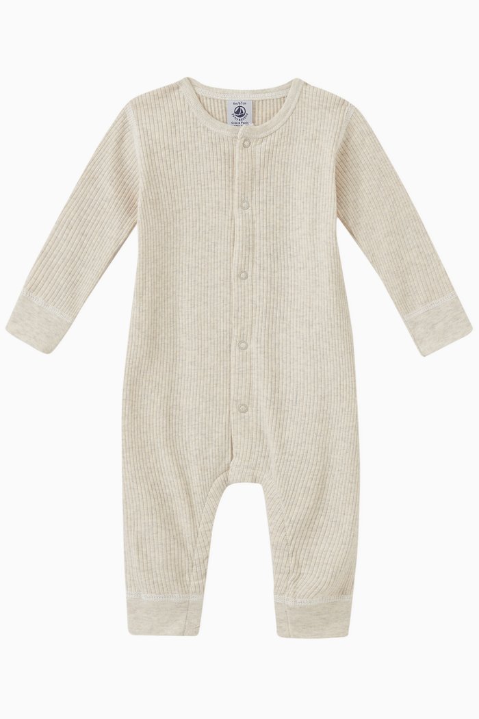 

Ribbed Sleepsuit in Cotton, Neutral