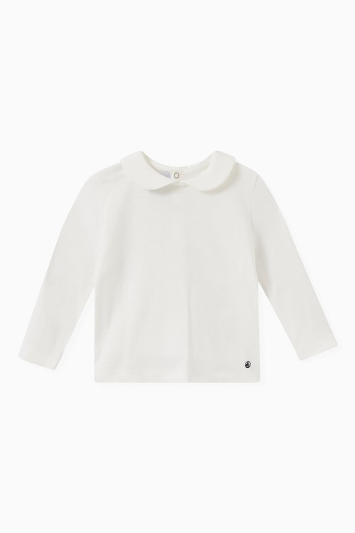 

Ruffled Blouse in Cotton Gauze, White