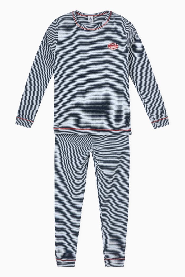 

Striped Pyjama Set in Cotton, Blue