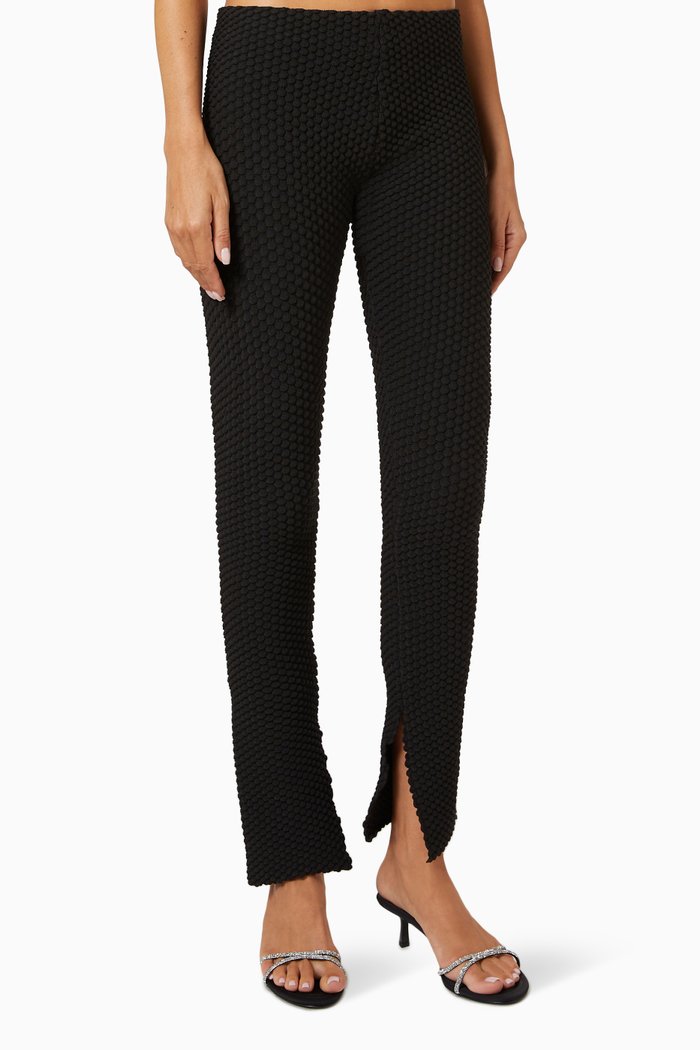 

Textured Split Leggings in Jersey, Black