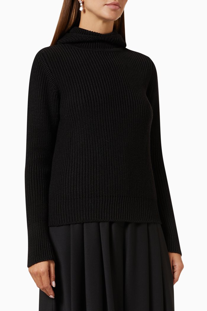 

Knyahynya Hooded Sweater in Wool, Black