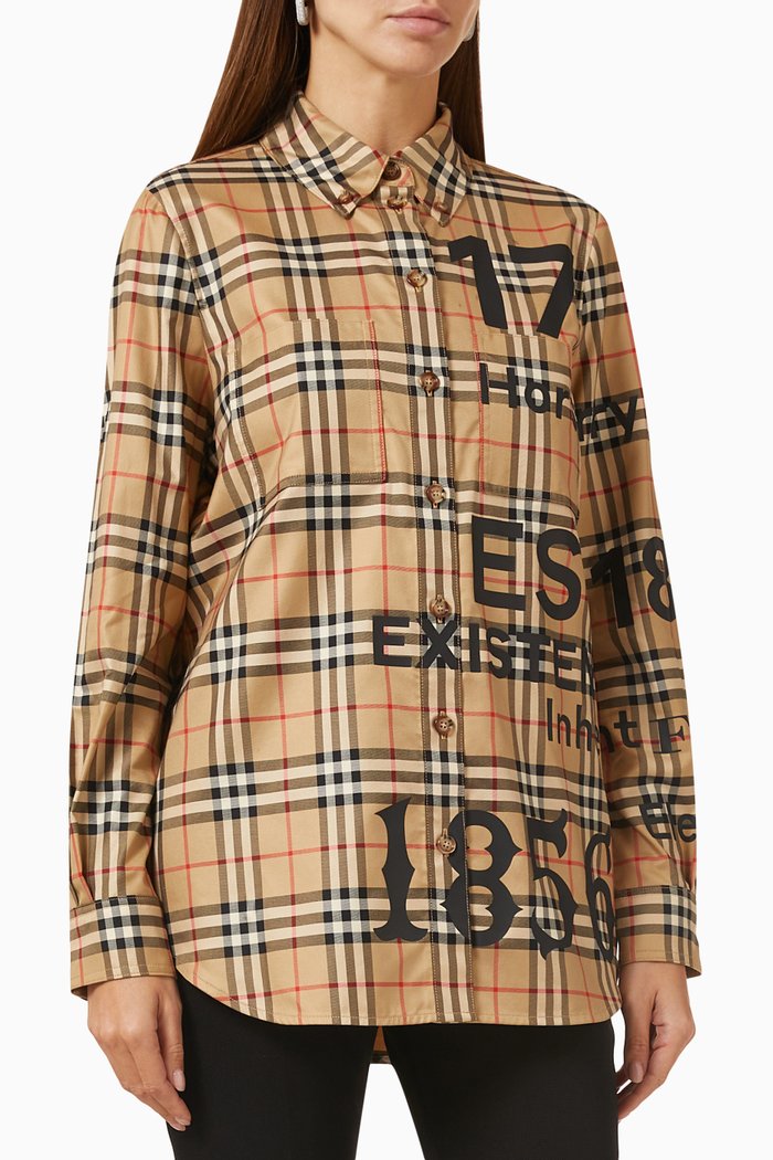 

Anette Vintage-check Shirt in Cotton, Neutral