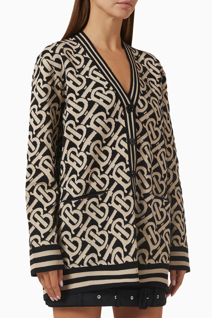 

Maddox TB Logo Oversized Cardigan in Wool-blend, Black