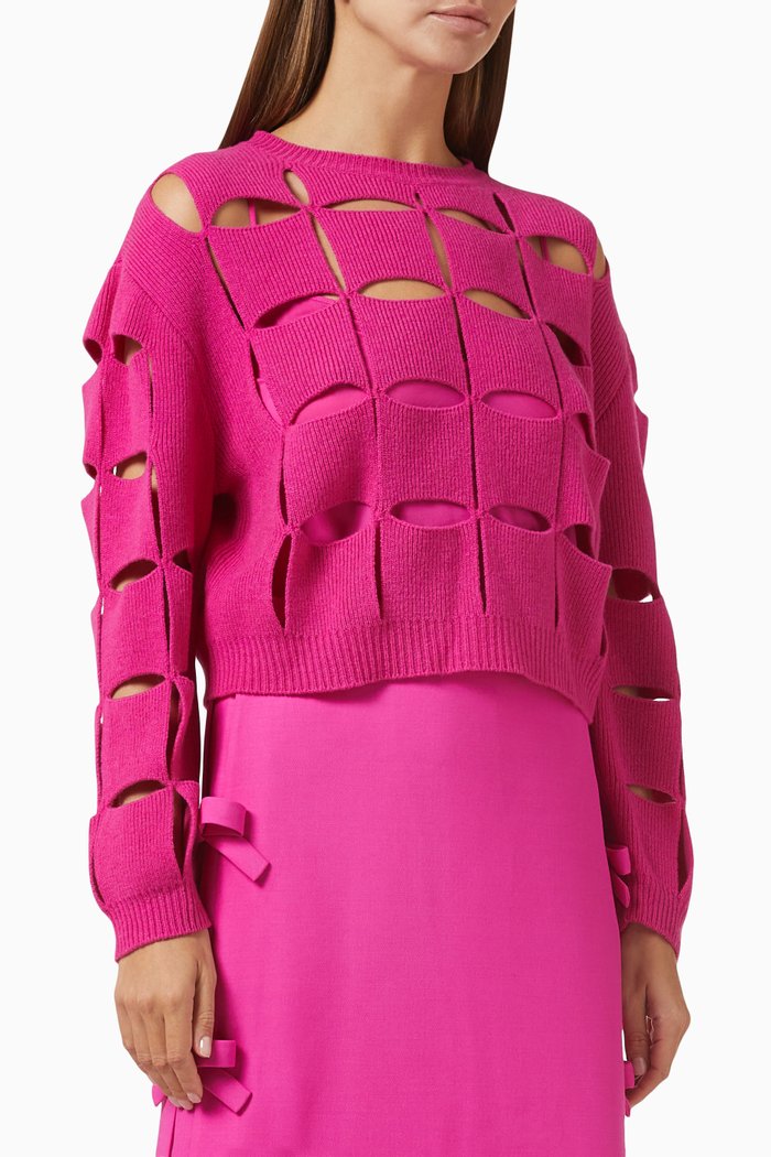 

Cut-out Sweater in Wool, Pink