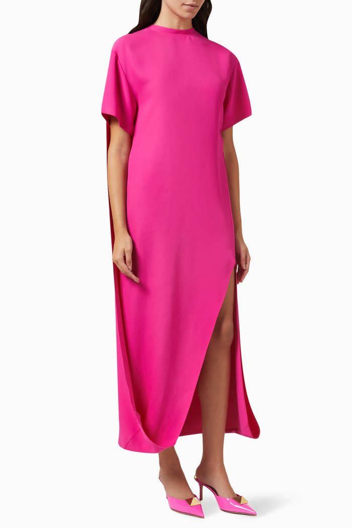 

Draped Maxi Dress in Crepe, Pink