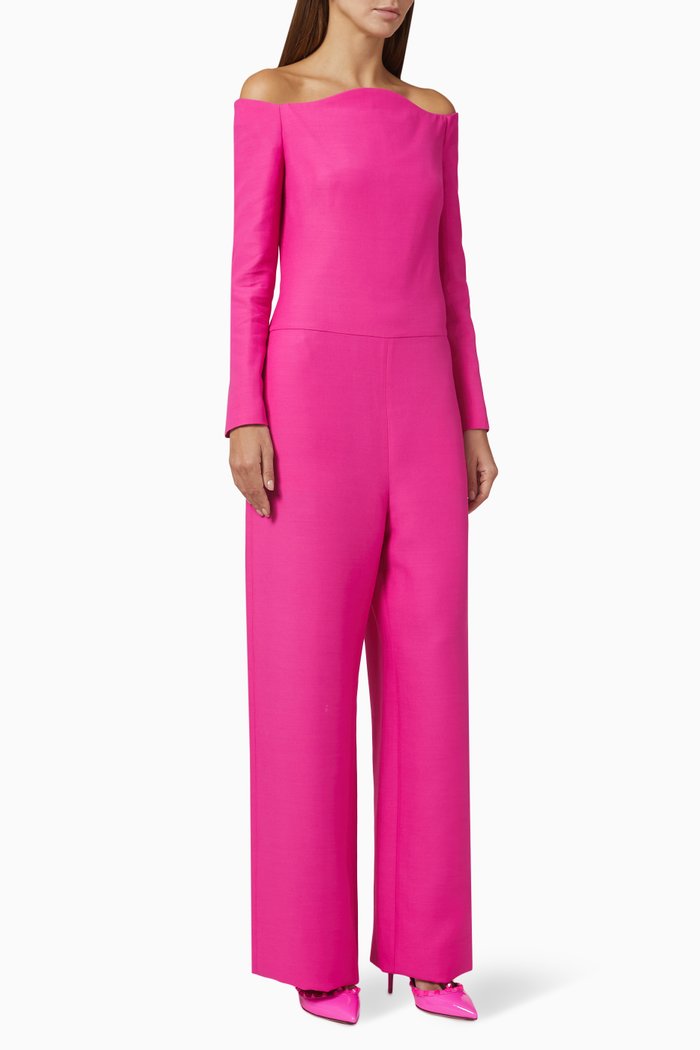 

Crepe Couture Jumpsuit in Wool & Silk-blend, Pink