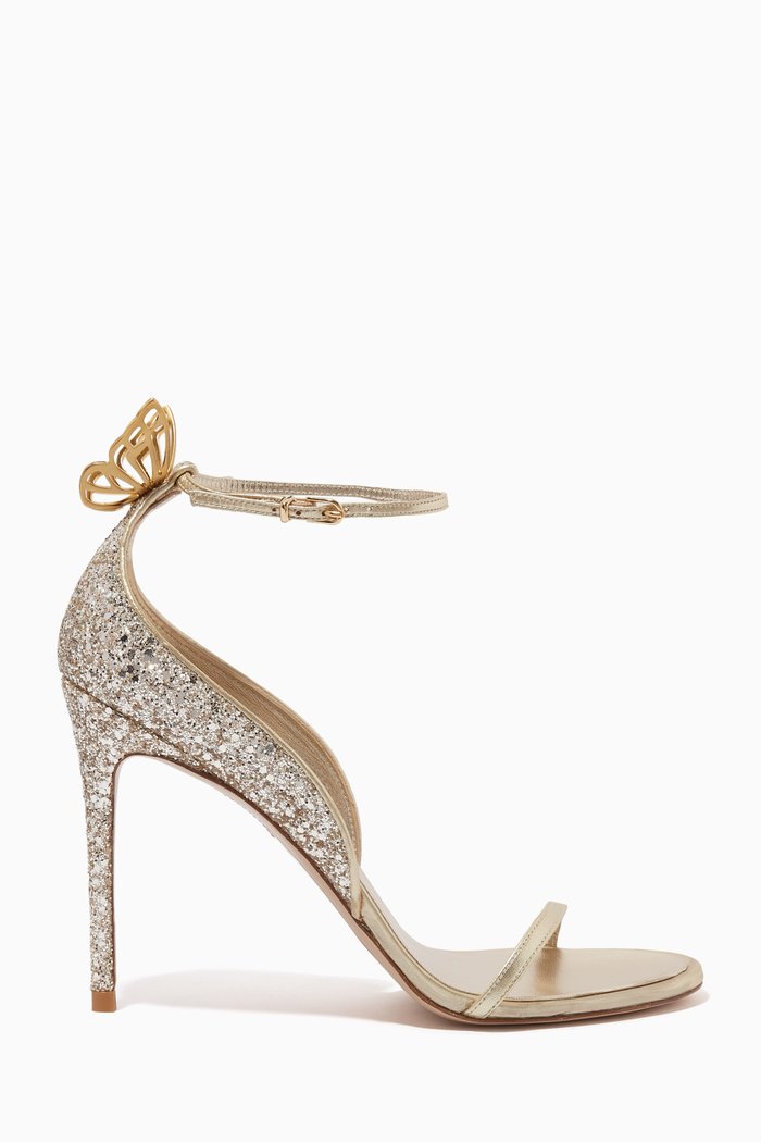

Mariposa 100 Sandals in Glitter & Leather, Gold