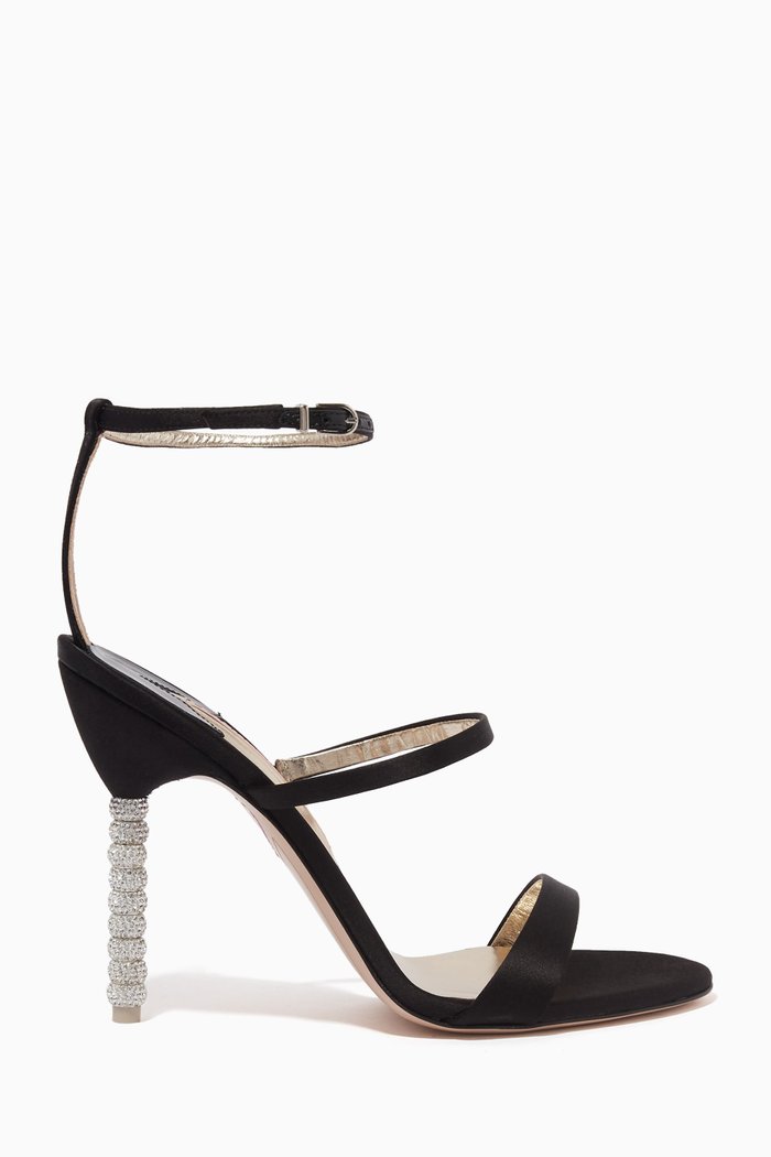 

Rosaling Crystal 100 Sandals in Satin, Black