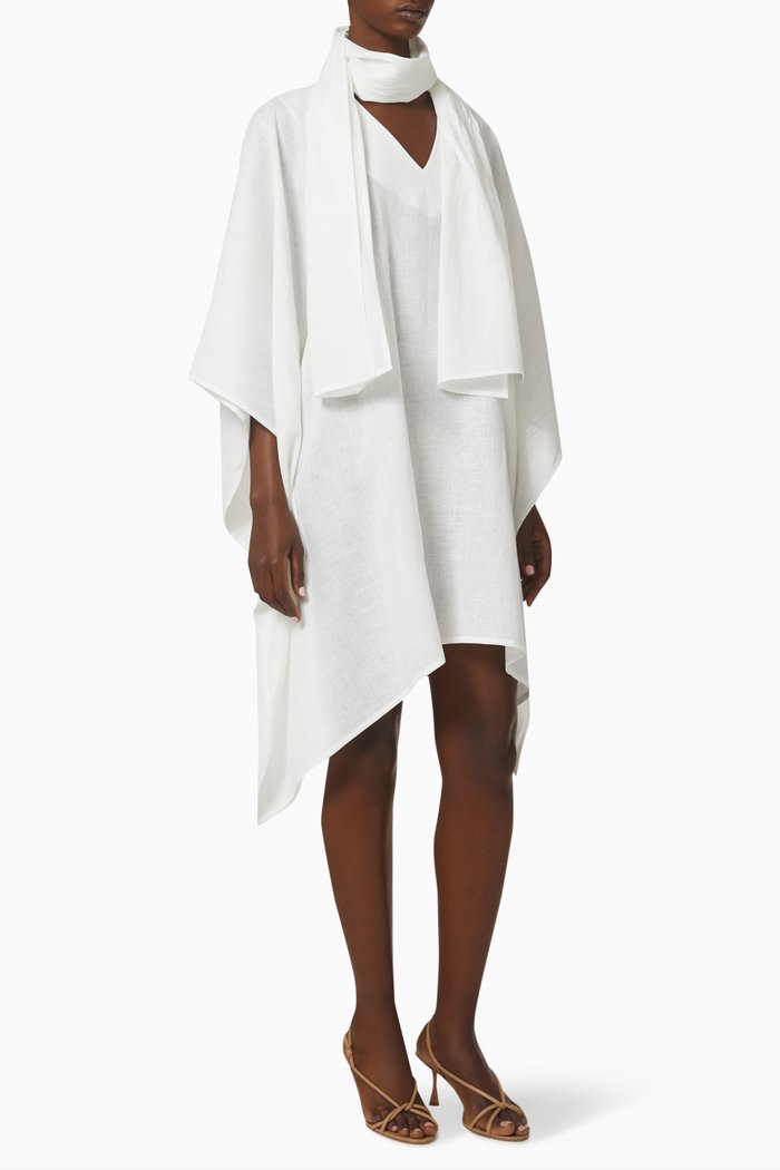 

Adriana Poncho Dress in Linen, White