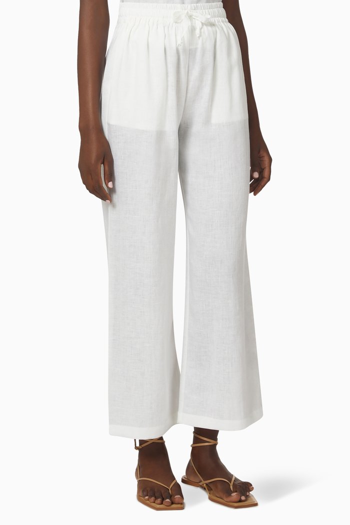 

Noemi Drawstring Pants in Linen, White