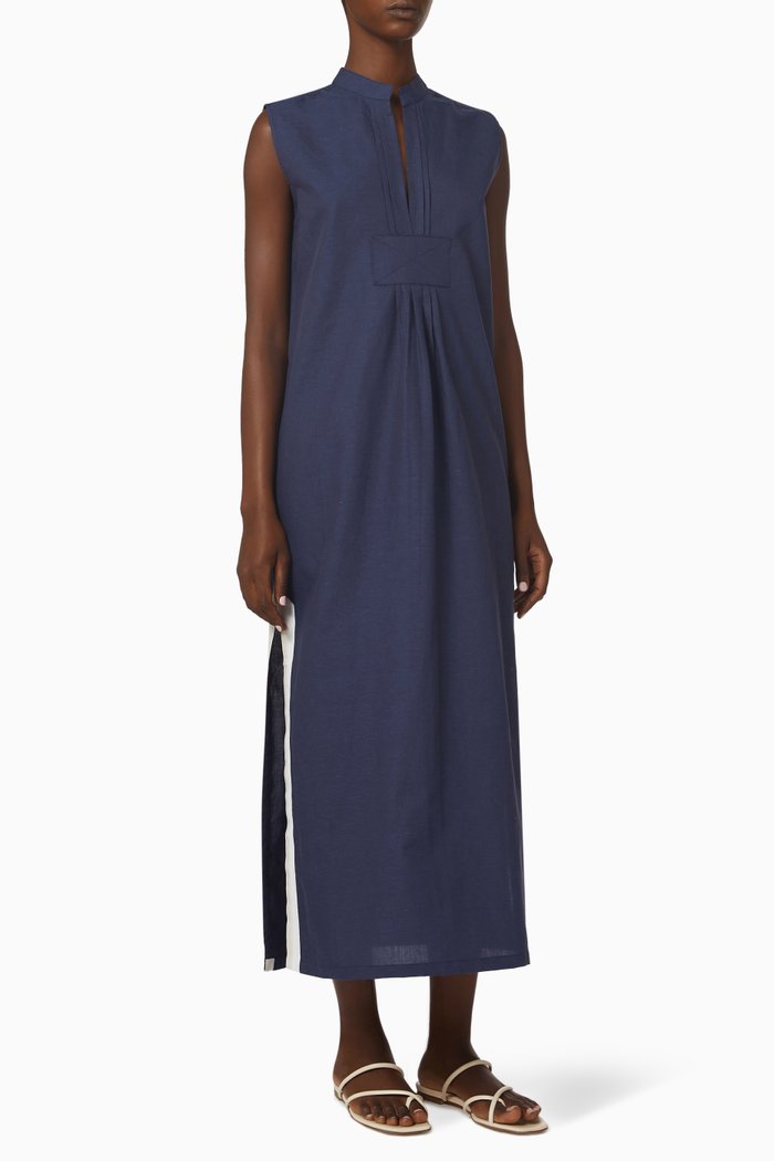 

Aurora Midi Dress in Linen, Blue