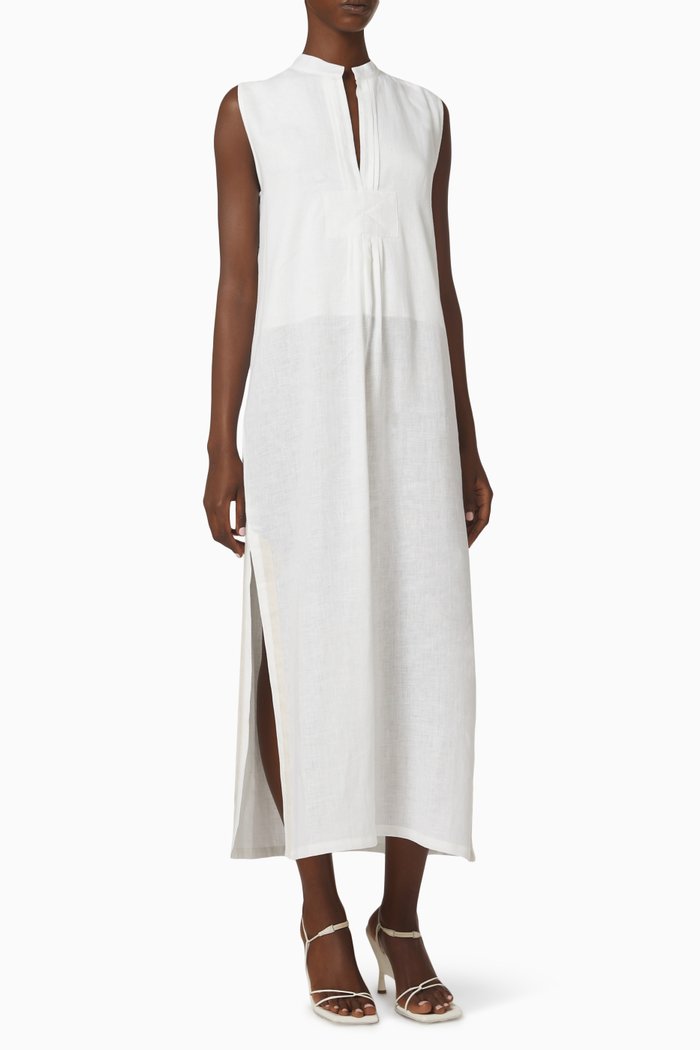 

Aurora Midi Dress in Linen, White