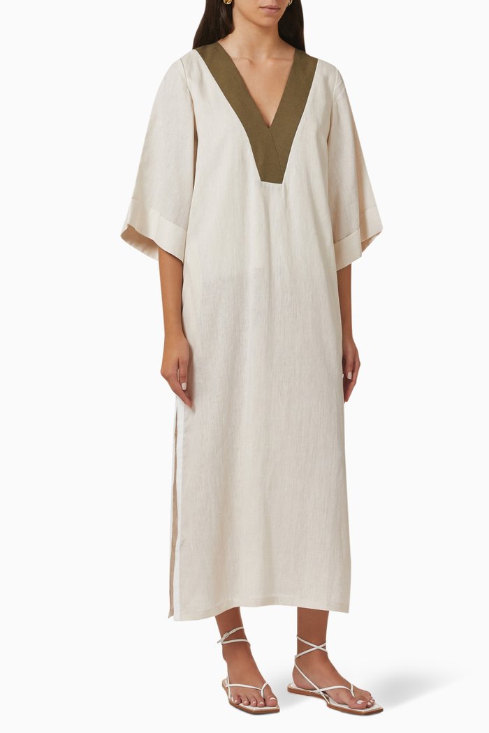 

Bria Kaftan in Linen, Neutral