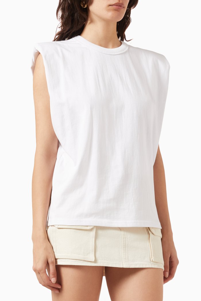 

Eva Padded Shoulders T-shirt in Cotton, White