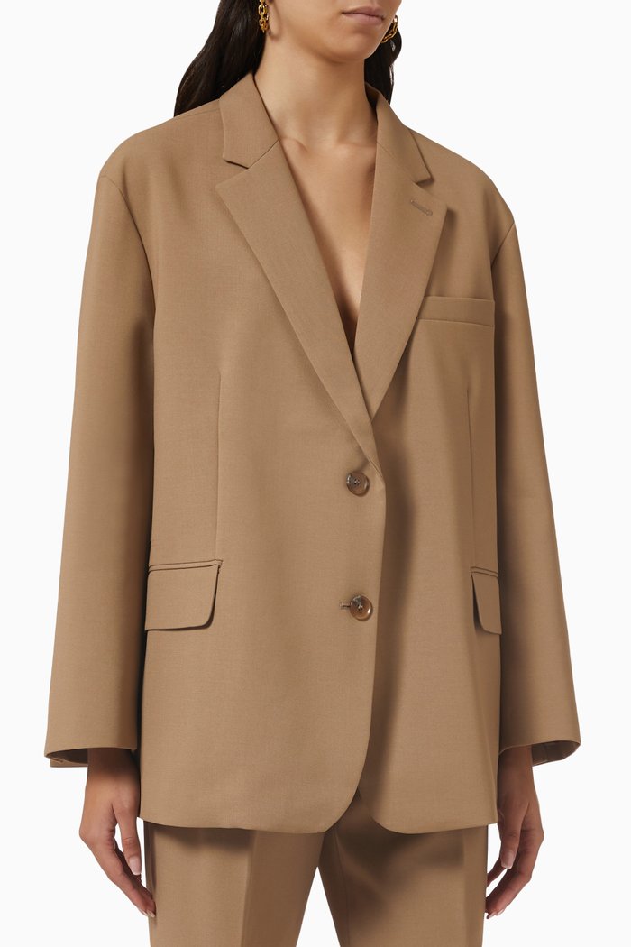 

Bea Single-breasted Blazer in Crepe, Neutral