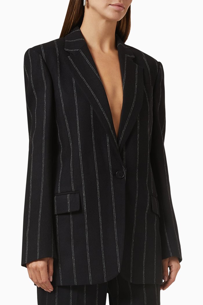 

Single-breasted Boyfriend Blazer in Wool, Black