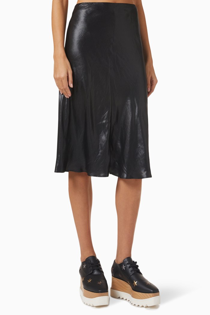 Slip Skirt in Satin, Black