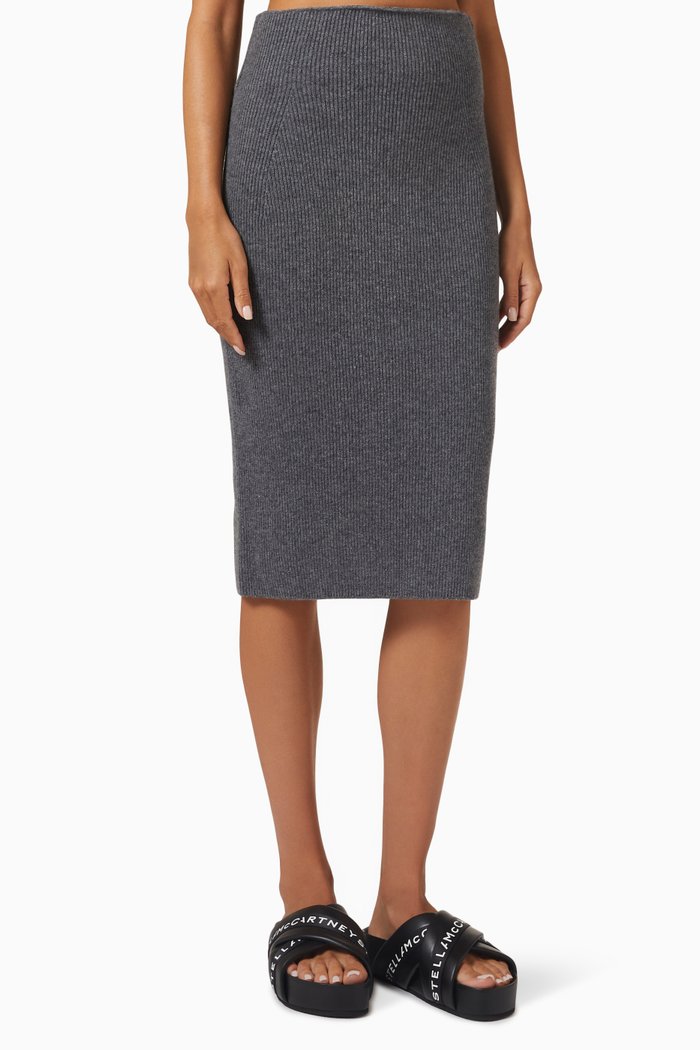 

Corset-Cut Skirt in Knit Virgin Wool, Grey