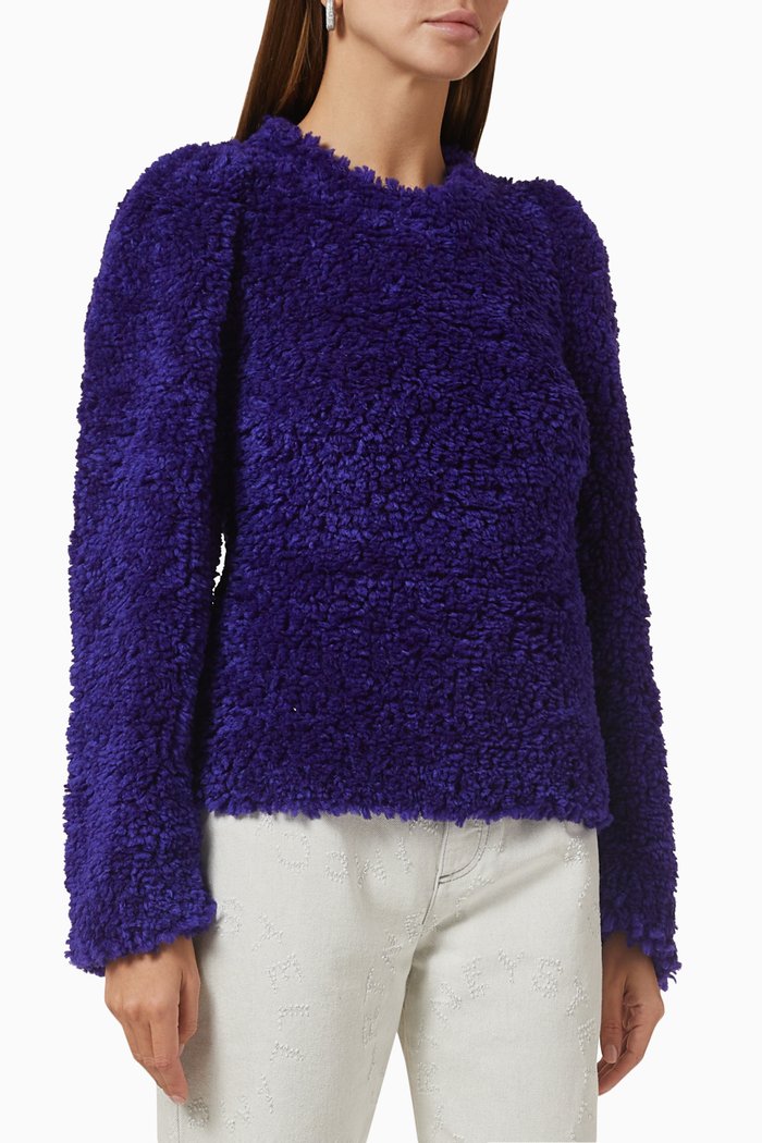 

Furry Sweater in Textured-knit, Purple