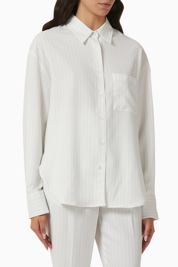Lui Fluid Pinstriped Shirt, Neutral