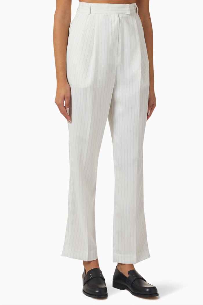 

Bea Fluid Pinstriped Pants in Stretch-suiting, Neutral