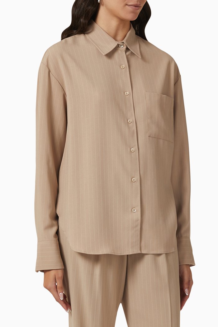 

Lui Fluid Pinstriped Shirt, Brown