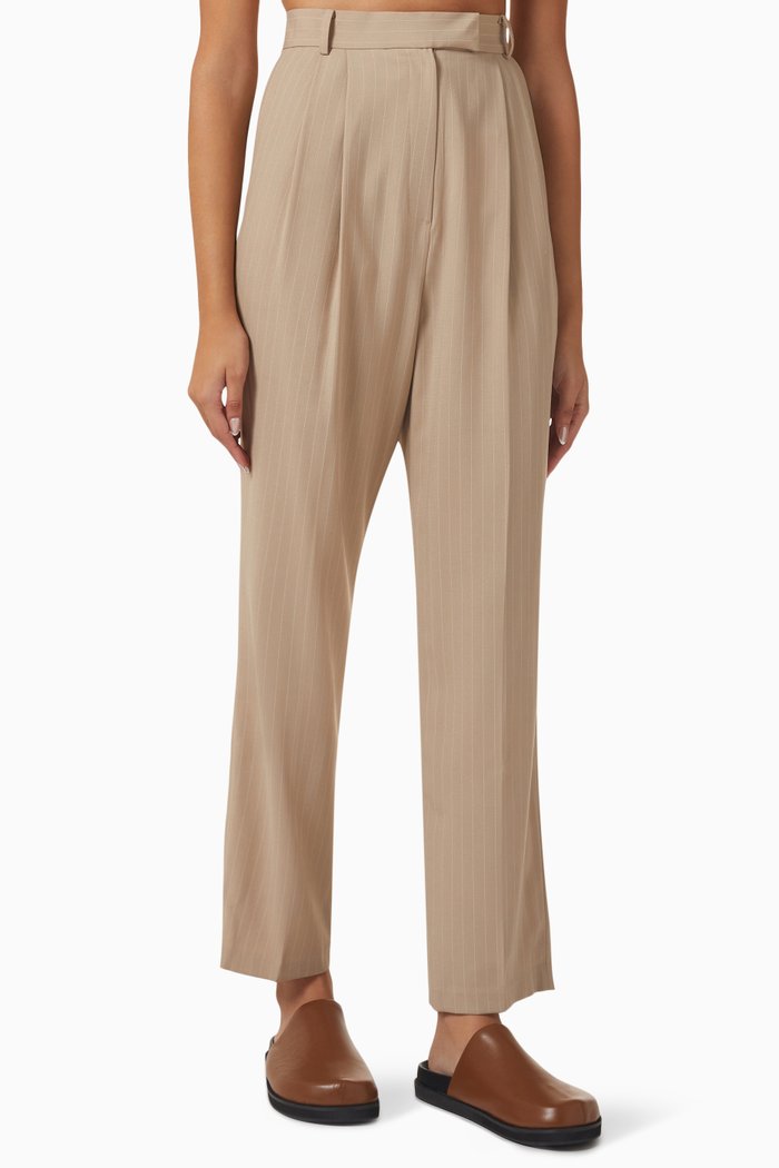 

Bea Fluid Pinstriped Pants, Brown