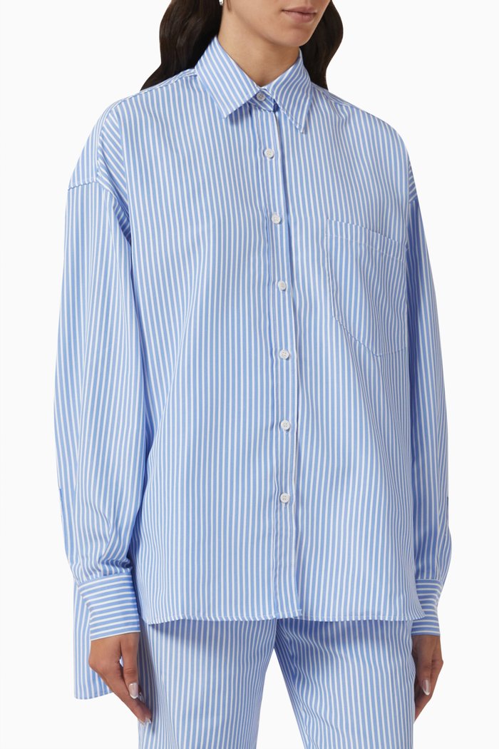

Georgia Striped Shirt in Cotton, Blue