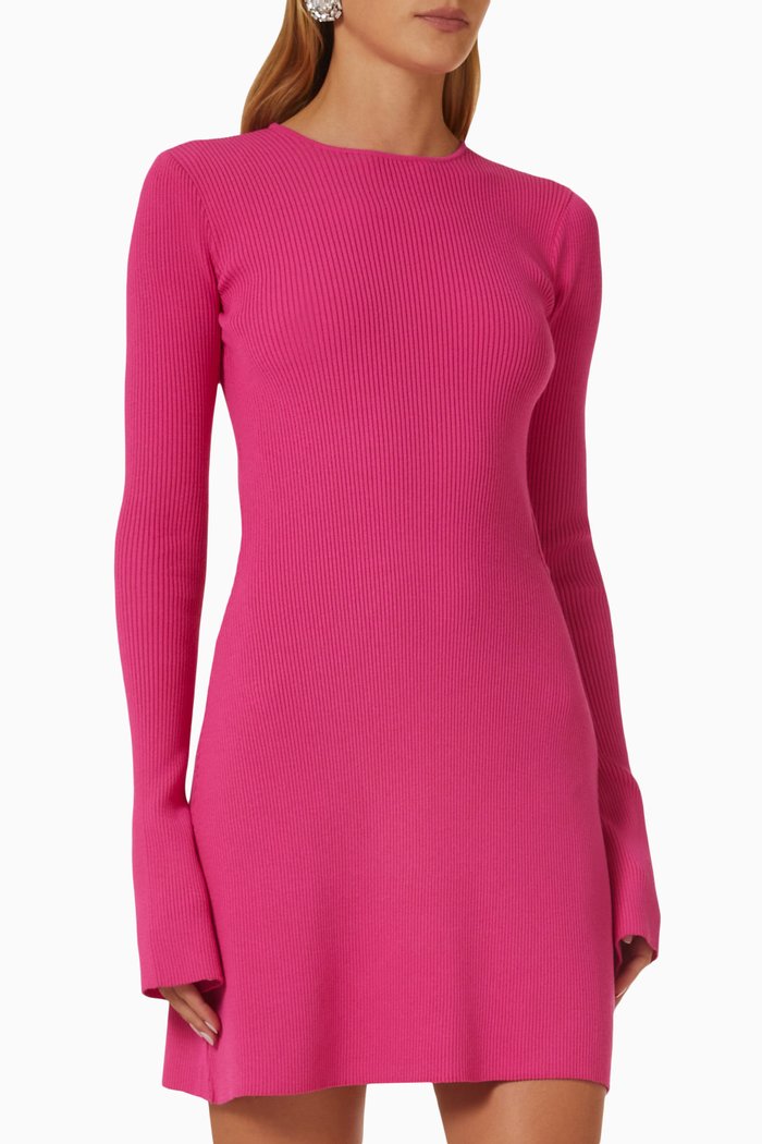 

Cut-out Mini Dress in Viscose-blend Ribbed Knit, Pink